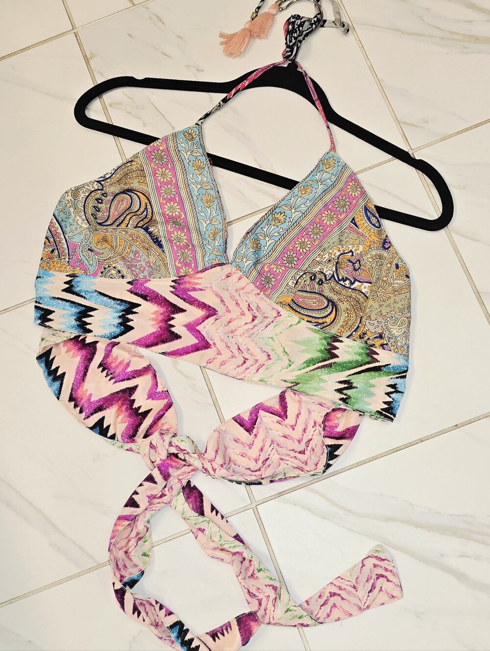 Reversible Sari Silk Bohemian Bralette Multicolor Halter Top Festival Beach Wear